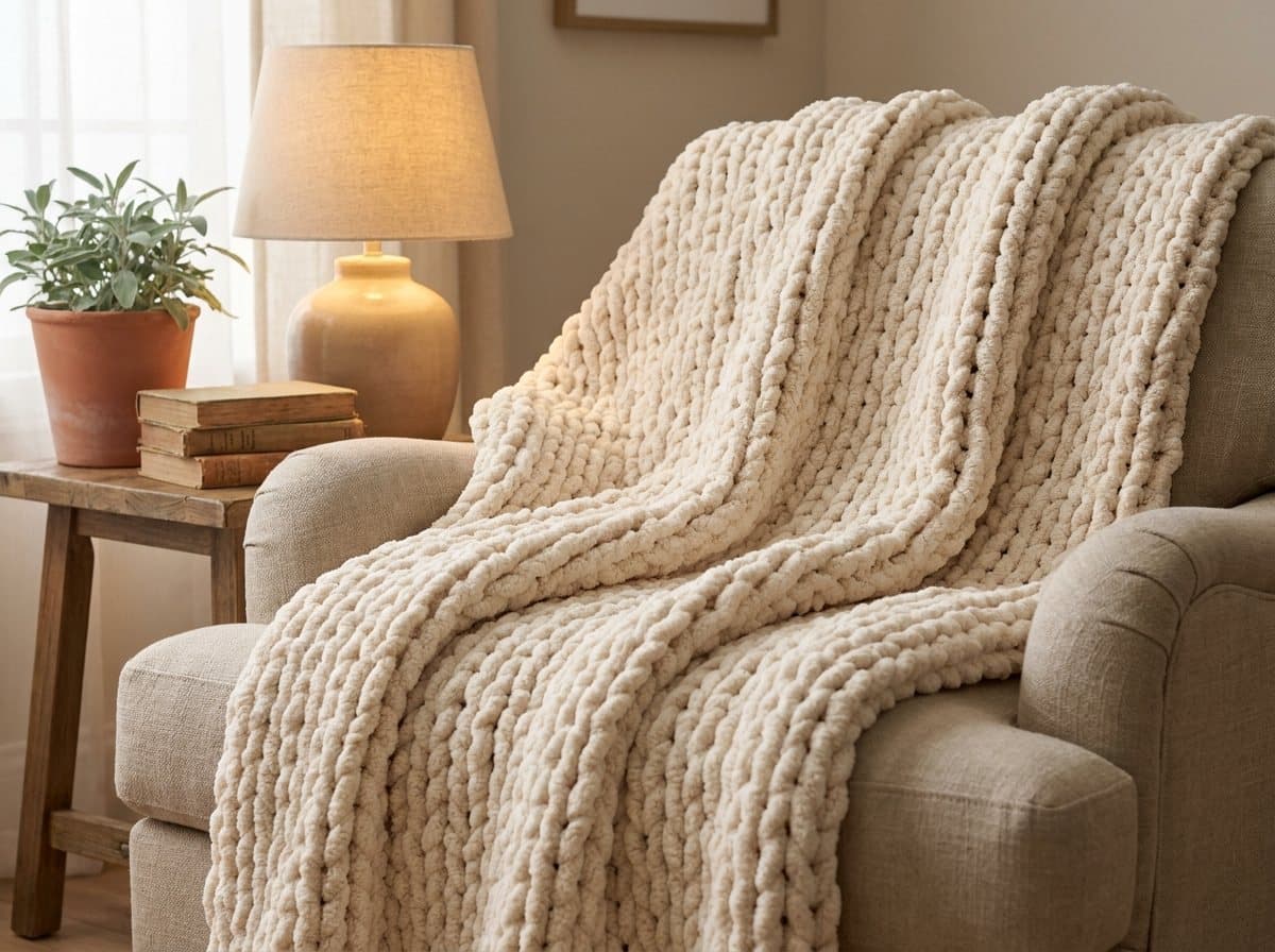 Chunky Knit Chenille Throw