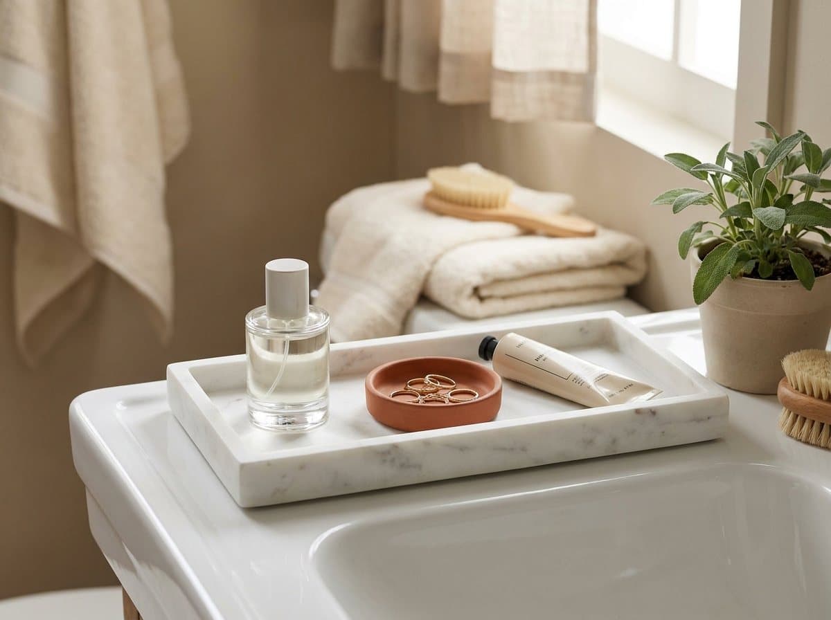 Marble-Look Vanity Tray