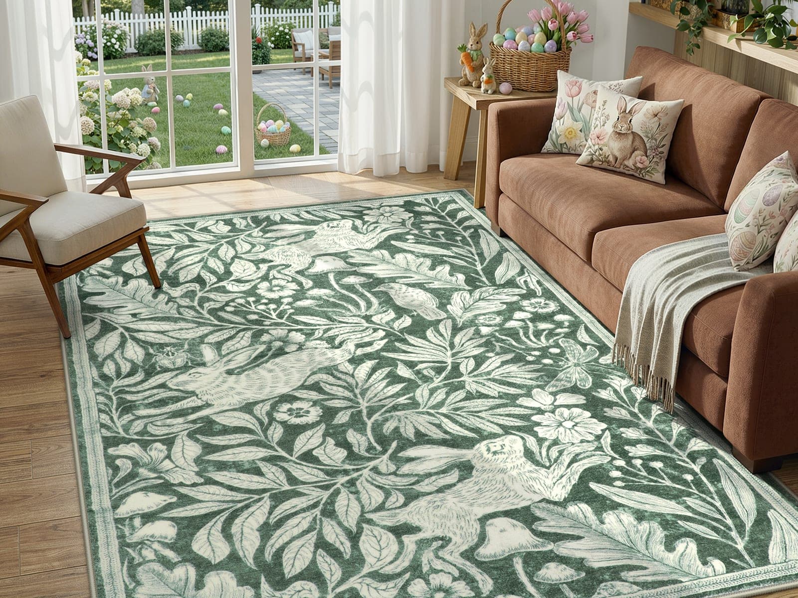 Vintage Woodcut Forest Rug