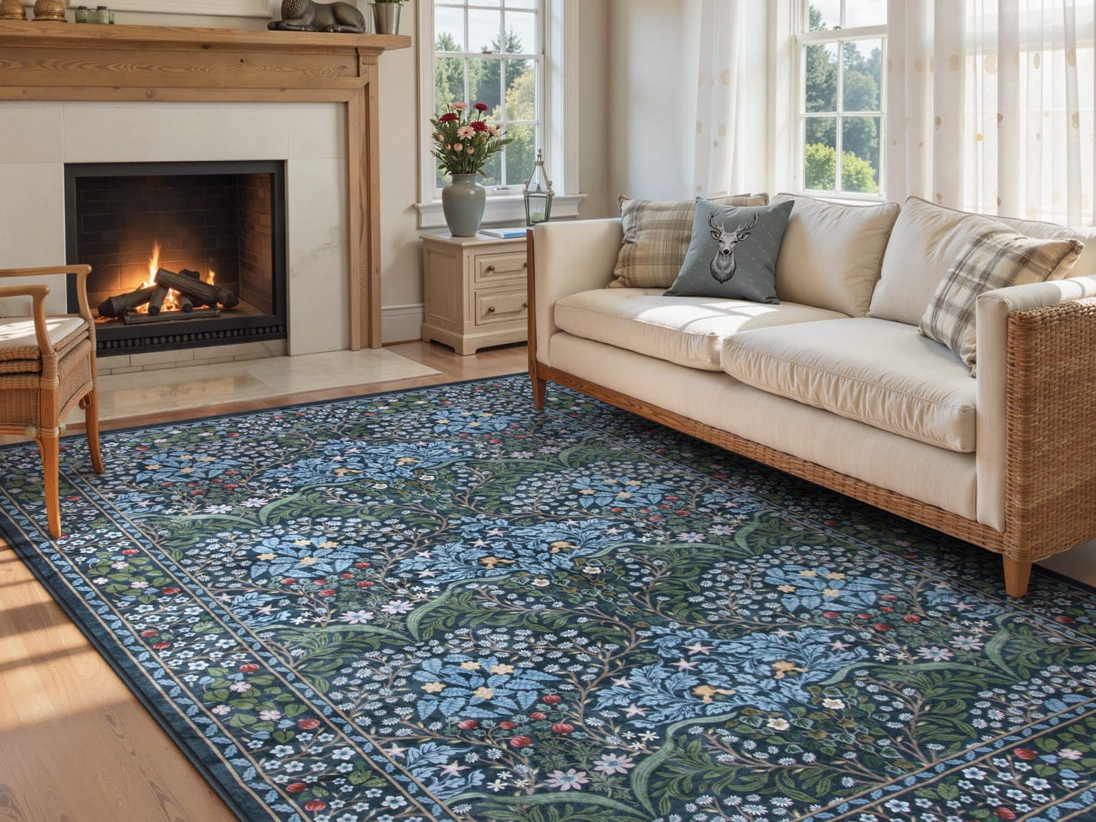 Vintage French Floral Rug