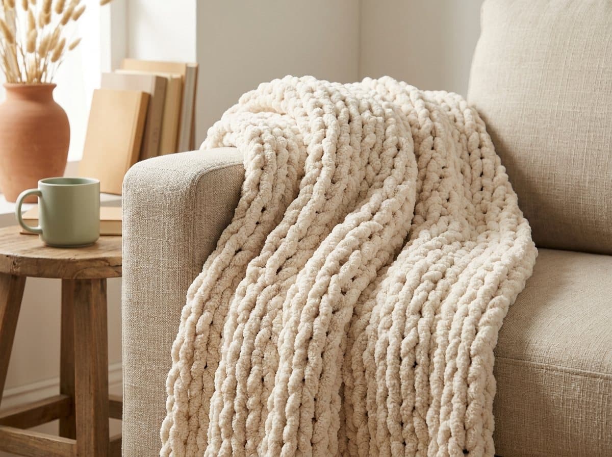 Chunky Knit Chenille Throw