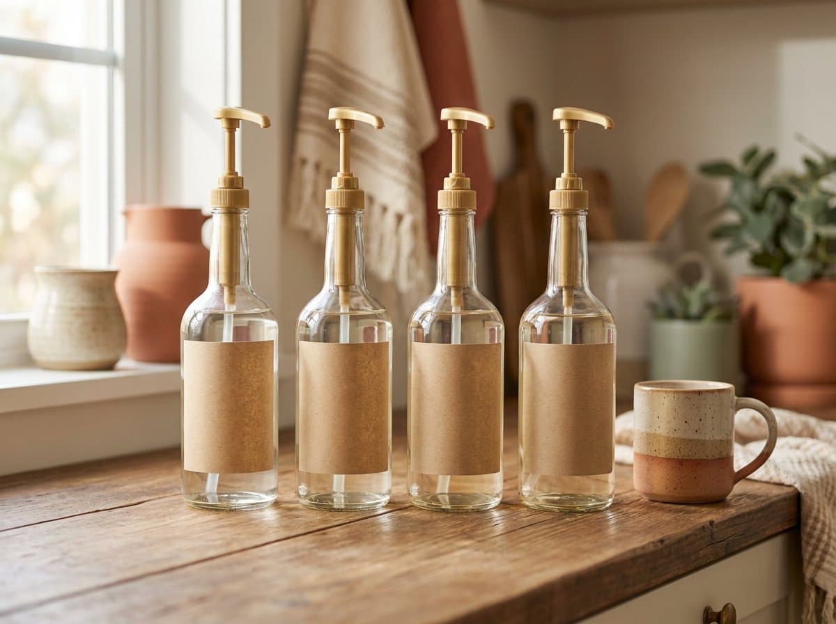 Glass Coffee Syrup Bottles (set of 4)